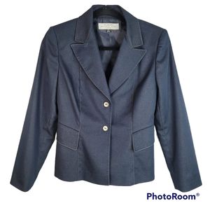Tahari Arthur S. Levine Women's Blazer Size 4P Navy Blue Denim
